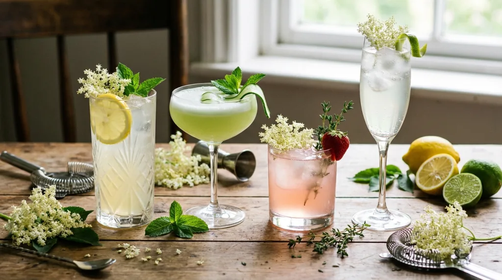 découvrez 4 recettes faciles de cocktail à la fleur de sureau pour déguster chez vous des boissons originales et rafraîchissantes.