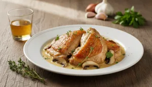 découvrez la recette savoureuse de poularde au vin jaune de cyril lignac, un plat raffiné et plein de saveurs pour régaler vos convives.